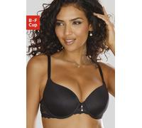 Schalen-BH LASCANA, Damen, Gr. 80, Cup D, schwarz, Spitze, Obermaterial: 86% Polyamid, 8% Polyester, 6% Elasthan, BHs Schalen-BH, mit Bügel und hübschem Spitzenrücken, sexy Dessous (56030734-80) schwa