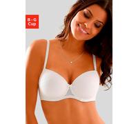 Schalen-BH LASCANA, Damen, Gr. 80, Cup D, weiß, Microtouch, Obermaterial: 86% Polyamid, 14% Elasthan, BHs Spitzenwäsche Bügel-BH Spitzen-BH Dirndl-BH Schalen-BH, mit Bügel und graphischer Spitze, Dess
