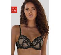 Schalen-BH LASCANA, Damen, Gr. 80, Cup F, schwarz, Spitze, Obermaterial: 60% Polyamid, 35% Polyester, 5% Elasthan, BHs Schalen-BH, mit Bügel und abnehmbarem Glitzeranhänger, sexy Dessous, Reizwäsche (