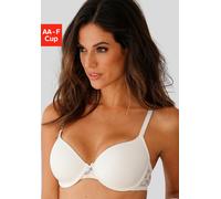 Schalen-BH LASCANA, Damen, Gr. 90, Cup A, beige (creme), Microtouch, Obermaterial: 86% Polyamid (TACTEL), 14% Elasthan (LYCRA), BHs Schalen-BH, mit Rücken aus blumiger, elastischer Spitze, Dessous (96
