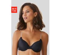 Schalen-BH LASCANA "Ela", Damen, Gr. 85, Cup C, schwarz, Microtouch, Obermaterial: 82% Polyamid (TACTEL), 18% Elasthan (LYCRA), Basic, BHs Schalen-BH, mit transparenten Trägern, mit Bügel, Sommer, beq