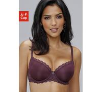 Schalen-BH LASCANA "Evita", Damen, Gr. 75, Cup E, lila (aubergine), Microtouch, Obermaterial: 90% Polyamid, 10% Elasthan, BHs Schalen-BH, mit feiner Spitzenborte, Dessous (17282445-75) aubergine