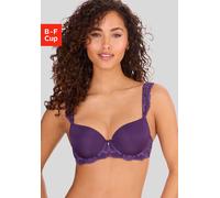 Schalen-BH LASCANA "Flora", Damen, Gr. 85, Cup C, lila (pflaume), Microtouch, Spitze, Obermaterial: 88% Polyamid, 12% Elasthan, feminin, BHs, mit wunderschönen Spitzenträgern und edlem Glitzeraccessoi