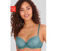 Schalen-BH LASCANA "Luciana", Damen, Gr. 85, Cup E, blau (adriablau), Spitze, Obermaterial: 89% Polyamid, 11% Elasthan, feminin, BHs, aus zarter Spitze, Dessous (95463956-85) adriablau