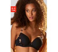 Schalen-BH LASCANA "Maria", Damen, Gr. 75, Cup D, bunt (schwarz, bunt), Spitze, Obermaterial: 72% Polyamid, 24% Polyester, 4% Elasthan, BHs BH Schalen-BH, mit wunderschönen Blumen-Trägern, sexy Dessou