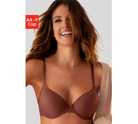 Schalen-BH LASCANA "T-Shirt-BH, Bügel-BH, Ela - perfect basic", Damen, Gr. 70, Cup AA, braun, Microtouch, Obermaterial: 82% Polyamid (TACTEL), 18% Elasthan (LYCRA), Basic, BHs Schalen-BH, aus seidiger