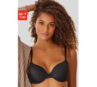 Schalen-BH LASCANA "T-Shirt-BH, Bügel-BH, Ela - perfect basic", Damen, Gr. 75, Cup E, schwarz, Microtouch, Obermaterial: 82% Polyamid (TACTEL), 18% Elasthan (LYCRA), Basic, BHs Schalen-BH, aus seidige