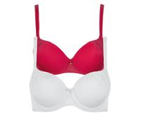 Schalen-BH LISCA "2er Pack Schalen BH Evelyn", Damen, Gr. 100, Cup E, bunt (rot, weiß), Obermaterial: 83% Polyamid PA. 17% Elasthan EL., BHs Schalen-BH (33607238-100) rot, weiß