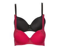 Schalen-BH LISCA "2er Pack Schalen BH Evelyn", Damen, Gr. 100, Cup E, bunt (schwarz, rot), Obermaterial: 83% Polyamid PA. 17% Elasthan EL., BHs Schalen-BH (54331368-100) schwarz, rot