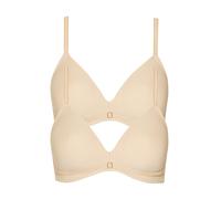 Schalen-BH LISCA "2er Pack Schalen BH ohne Bügel Laura", Damen, Gr. 85, Cup A, beige (vanilla cream), Stoff, Obermaterial: 75% Polyamid PA. 25% Elasthan EL., BHs Schalen-BH (92053258-85) vanilla cream