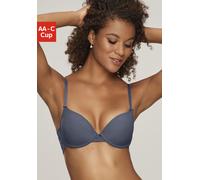 Schalen-BH NUANCE BY LASCANA "BH mit Bügel, mit Spitzenrücken & nahtlosen Schalen", Damen, Gr. 80, Cup A, blau (blaugrau), Spitze, Obermaterial: 85% Polyamid, 15% Elasthan, BHs Schalen-BH, als Dessous