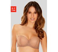 Schalen-BH NUANCE, Damen, Gr. 70, Cup F, braun (nougat), Spitze, Obermaterial: 61% Polyester, 34% Polyamid, 5% Elasthan, BHs Schalen-BH, mit Bügel aus Spitze mit abnehmbaren, transparenten Trägern, De