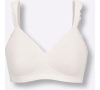Bügelloser BH NATURANA "The Friday", Damen, Gr. 85, Cup C, beige (ecru), Obermaterial: 87% Polyamid, 13% Elasthan, unifarben, bequem, BHs, vorgeformte Cups, breite Träger, ohne Bügel, mit Spitze, bequ