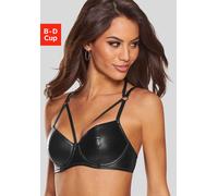 Schalen-BH PETITE FLEUR GOLD, Damen, Gr. 70, Cup C, schwarz, Lederoptik (PU beschichtet), Obermaterial: 80% Polyethylen, 12% Polyamid, 8% Elasthan. Beschichtung: 100% Polyurethan, BHs Schalen-BH, aus 