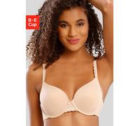 Schalen-BH S.OLIVER "Camille", Damen, Gr. 75, Cup D, braun (toffee), Microtouch, Obermaterial: 72% Polyamid, 16% Polyester, 12% Elasthan, Basic, BHs Schalen-BH, mit Spitzenträger, Basic Dessous (54921