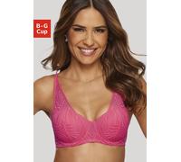 Schalen-BH S.OLIVER "Clemence", Damen, Gr. 75, Cup B, orange (koralle), Spitze, Obermaterial: 51% Polyamid, 41% Polyester, 8% Elasthan, BHs Schalen-BH, mit modischer Spitze in High-Apex Schnittform, D