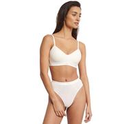 Schalen-BH SLOGGI "EVER Ease", Damen, Gr. L, N-Gr, weiß (silk weiß), Single Jersey, Obermaterial: 50% Baumwolle, 39% Polyester, 11% Elasthan, unifarben, BHs Schalen-BH, temperaturausgleichend, V-Aussc