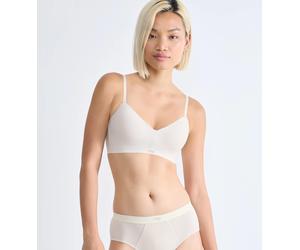 Schalen-BH SLOGGI "EVER Ease", Damen, Gr. M, N-Gr, beige (sand beige), Single Jersey, Obermaterial: 50% Baumwolle, 39% Polyester, 11% Elasthan, BHs Schalen-BH, temperaturausgleichend, V-Ausschnitt, we
