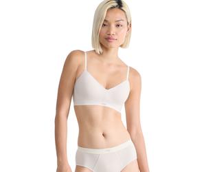 Schalen-BH SLOGGI "EVER Ease", Damen, Gr. S, N-Gr, beige (sand beige), Single Jersey, Obermaterial: 50% Baumwolle, 39% Polyester, 11% Elasthan, BHs Schalen-BH, temperaturausgleichend, V-Ausschnitt, we