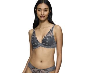 Schalen-BH TRIUMPH "Sensual Spotlight WP", Damen, Gr. 70, Cup D, grau (pebble grau), Microtouch, Obermaterial: 64% Polyester, 29% Polyamid, 7% Elasthan, bestickt, BHs Schalen-BH, mit Stickerei (735657