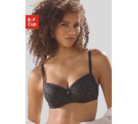 Schalen-BH VIVANCE, Damen, Gr. 70, Cup E, schwarz, Microtouch, Obermaterial: 63% Polyamid, 27% Polyester, 10% Elasthan, BHs Schalen-BH, aus Spitze in Leo-Optik im modischen Balconnet-Schnitt, Dessous