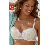 Schalen-BH VIVANCE, Damen, Gr. 75, Cup C, beige (pastel geblühmt), Spitze, Obermaterial: 90% Polyamid, 10% Elasthan, BHs Schalen-BH, mit Bügel, aus Jacquardspitze, sexy Dessous, große Größen (93743232