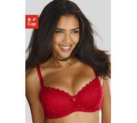 Schalen-BH VIVANCE, Damen, Gr. 85, Cup B, rot, Microtouch, Obermaterial: 63% Polyamid, 27% Polyester, 10% Elasthan, BHs Schalen-BH, aus Spitze in Leo-Optik im modischen Balconnet-Schnitt, Dessous (352