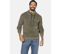 Schalkragenpullover JAN VANDERSTORM "Pullover LARNO", Herren, Gr. 5XL, grün (oliv melange), Obermaterial: 100% Baumwolle CO., Pullover (74017904-5XL) oliv melange