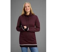 Schalkragenpullover KANGAROOS, Damen, Gr. 56/58, rot (bordeaux), Strick, Obermaterial: 50% Baumwolle, 50% Polyacryl, lässig geschnitten lang, Rippbündchen, Pullover, mit hohem Schalkragen auch in groß
