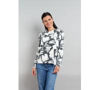 Schalkragenpullover SEIDEL MODEN, Damen, Gr. 40, grau, Strick, Obermaterial: 82% Viskose, 15% Polyester, 3% Elasthan, bedruckt, regular fit taillenbedeckt, gerader Abschluss, Pullover, MADE IN GERMANY