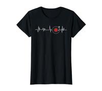 Schallplatte Herzschlag Retro Musik Vintage Disc Jockey Preisgünstiges Grafik-T-Shirt, Damen, Schwarz, L