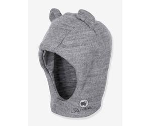 Schalmütze mit Ohren aus Merinowolle Kinder Sterntaler grau Gr. 49 cm