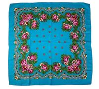 Schals Tücher Halstuch Scarf 70 * 70Cm Russischer Quadratischer Schal Luxuriöser Blumendruck Bandana Stirnband Schals Ethnischer Schal Taschentuch Babuschka Kopfwickel 70X70Cm Himmelblau