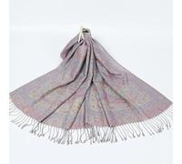 Schals Tücher Halstuch Scarf Luxuriöser Jacquard-Schal Im Paisley-Stil Für Damen, Seidiger Schal Mit Fransen Im Ethno-Stil, Weiche Lange Tücher Und Wickel Für Die Dame, Grau