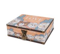 Schatztruhe aus Holz und Leder mit Deckel und Schloss, dekorative Schmuck-Aufbewahrungsbox für Mädchen und Frauen, für Geburtstag, Hochzeit, Kinderzimmer, Büro, Heimdekoration.