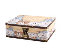 Schatztruhe aus Holz und Leder mit Deckel und Schloss, dekorative Schmuck-Aufbewahrungsbox für Mädchen und Frauen, für Geburtstag, Hochzeit, Kinderzimmer, Büro, Heimdekoration, schönes Bären-Muster