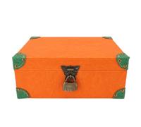 Schatztruhe Groß, Holz Leder Schmuckkasten mit Schloss, Vintage Aufbewahrungsbox 27x20,5x11cm - Sicherer Schutz, Retro Design, Vielseitig Für Schmuck und Kleinteile (Orange Größe M)