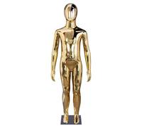 Schaufensterpuppe, glänzende Fiberglas-Kinderschaufensterpuppe, Ganzkörper-Schneiderpuppe für Kinderbekleidungspräsentation, Cosplay & Einzelhandel, Jugend-Schaufensterpuppe (Gold, 127 cm/50