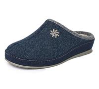 SCHAWOS Damen Filz Hausschuh Lisa warm gefüttert Schurwolle mit Fußbett feste Sohle rutschhemmend (42 EU, Marine, Numeric_42)