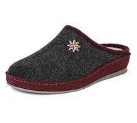 SCHAWOS Damen Filz Hausschuh Lisa warm gefüttert Schurwolle mit Fußbett feste Sohle rutschhemmend (38 EU, Anthrazit, Numeric_38)