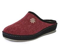 SCHAWOS Damen Filz Hausschuh Lisa warm gefüttert Schurwolle mit Fußbett feste Sohle rutschhemmend (36 EU, Bordeaux, Numeric_36)