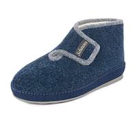 SCHAWOS Damen Gefütterter Filz Hausstiefel 2060, Warmer Winter Hausschuh Mit Schurwoll-Futter, Feste Rutschhemmende Sohle, Anatomisches Fußbett, Großer Klettverschluss, Farbe: Marine, Größe: 38