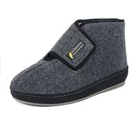 SCHAWOS Herren Gefütterter Filz Hausstiefel 6060, Warmer Winter Hausschuh Mit Schurwoll-Futter, Feste Rutschhemmende Sohle, Anatomisches Fußbett, Großer Klettverschluss, Farbe: Dunkelgrau, Größe: 42