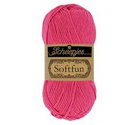 Scheepjes 1592-2 Softfun Baumwolle Garn, 2495 Heiß Rosa, 10x50g, 10 Count