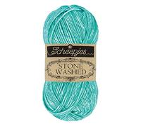 Scheepjes 1664-824 Stone Washed Baumwolle Garn, 78 22% Acryl, 824 Turquoise, 1x50g