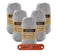 Scheepjes Catona 074 Mercury Premium Wolle 5 x 50g mercerisiertes Baumwollgarn für feine Häkelideen luftige Looks und stilvolle Wohnakzente mit mySearose Label