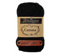Scheepjes Catona 110 Jet Black Premium Wolle 50g mercerisiertes Baumwollgarn für feine Häkelideen luftige Looks und stilvolle Wohnakzente mit mySearose Label