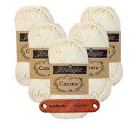 Scheepjes Catona 130 Old Lace Premium Wolle 5 x 50g mercerisiertes Baumwollgarn für feine Häkelideen luftige Looks und stilvolle Wohnakzente mit mySearose Label