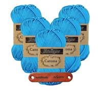 Scheepjes Catona 146 Vivid Blue Premium Wolle 5 x 50g mercerisiertes Baumwollgarn für feine Häkelideen luftige Looks und stilvolle Wohnakzente mit mySearose Label