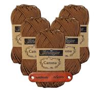 Scheepjes Catona 157 Root Beer Premium Wolle 5 x 50g mercerisiertes Baumwollgarn für feine Häkelideen luftige Looks und stilvolle Wohnakzente mit mySearose Label